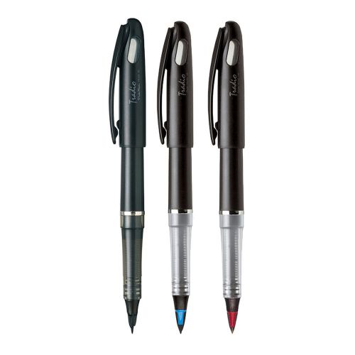 Pentel TRJ50 Black, Blue and Red Ink Tradio Stylo Fountain Pen (1pc Each)
