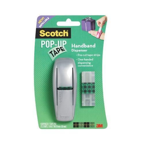 Scotch pop-up tape handband dispenser, 3/4 x 2 inches, 75 strips/pad, 1 new for sale