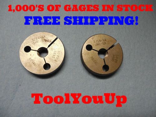 7/16 14 UNC 2A THREAD RING GAGES .4375 GO NO GO P.D.&#039;S = .3897 &amp; .3850 TOOLING