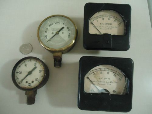 VINTAGE GAUGE LOT X4-OXWELD-PRESSURE-STEAM PUNK-FURNITURE