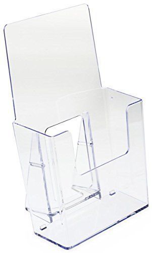 Displays2go Set of 60, Clear Plastic Brochure Holders for 4w Literature,