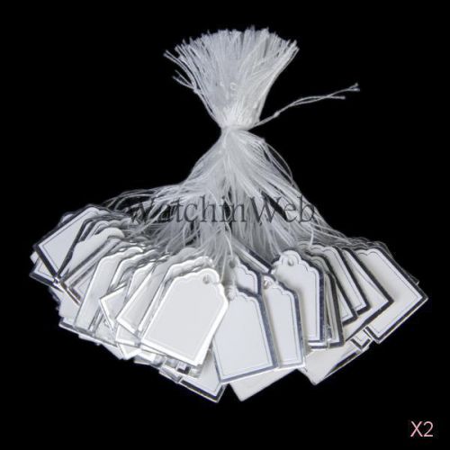 1000pcs Silver Border Label Tie String Strung Jewelry Display Paper Price Tags