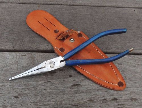 KSK fisherman&#039;s needle nose plier with home made leather sheath / Japan