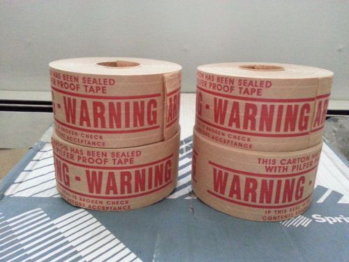 Warning Kraft Fiberglass Reinforced Paper Packaging Tape 72 mm x 375 ft 4 rolls