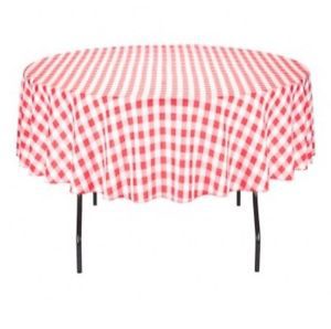 90-inch Round Red &amp; White Checkered Tablecloth