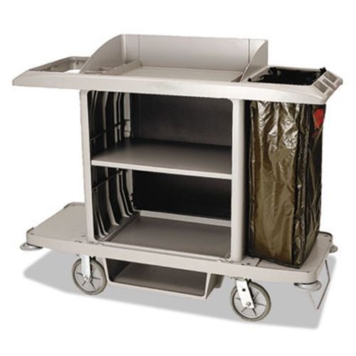 Rubbermaid Housekeeping Cart, 22w x 60d x 50h, Platinum