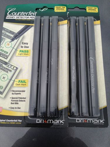 Dri-mark money detector pens--set of 6 (two packs of 3)--good deal! for sale