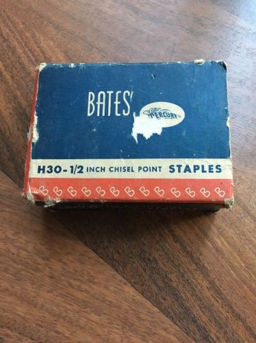 Vintage Bates H30-1/4 Chisel Point Staples 1/4-Inch - Partial Box - Very Old