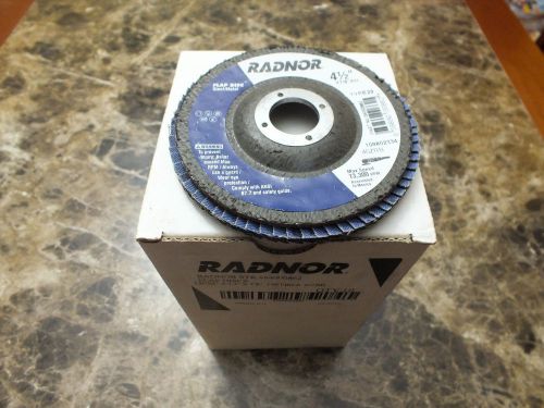 New Box Of 10 Radnor 4 1/2&#034; x 7/8&#034; AH 40 Grit Flap Discs Type 29 40ZRB