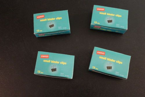 Staples Small Black Binder Clips 4 Boxes of 12