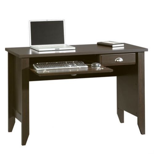 Laptop Computer Desk with Keyboard Tray in Dark Brown Mocha Espresso Wood Finish
