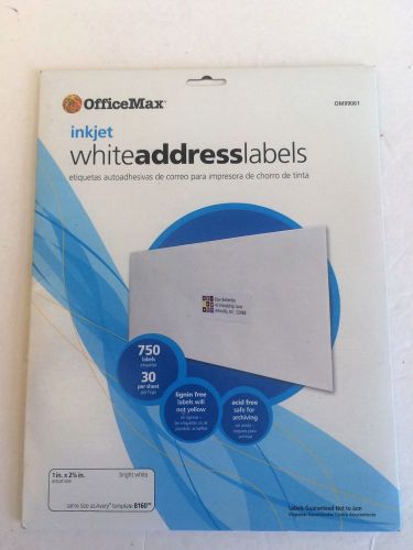 Inkjet white address labels 30 per sheet x 17 sheets 1&#034;  2 5/8&#034; fits Avery 8160