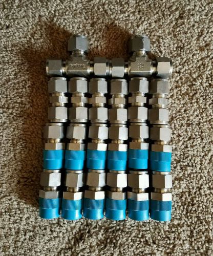 Lot Of 20 New Swagelok 1/2  Fittings SS-810-1-8 (12) ss-810-6 (6) ss-810-3 (2)