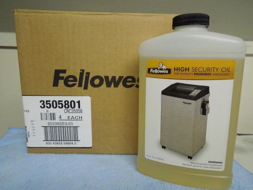 BOX OF 4 FELLOWES HIGH SECURITY OIL CRC35058 FOR THE WORLDS TOUGHEST SHREDDERS