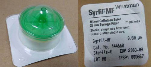 1 Whatman Syrfil-MF Syringe Filter Unit .8 um Mixed Cellulose Ester 25mm 144668
