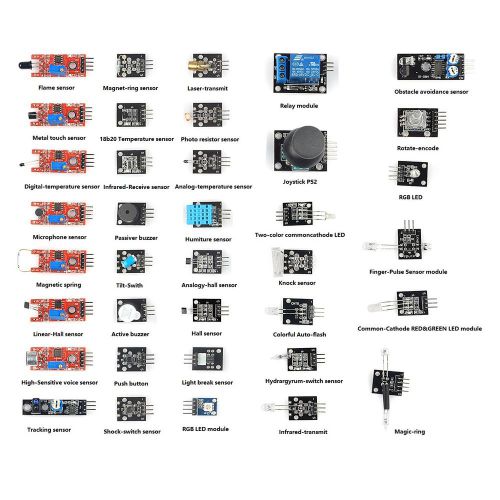 New 37 in 1 Sensor Modules Kit for Arduino &amp; MCU User&amp; Raspberry Pi