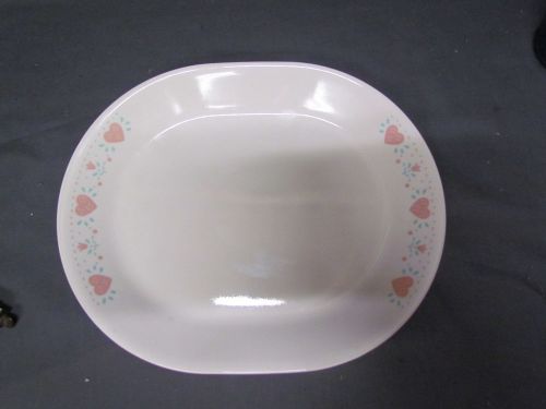 Corelle Corning Pink Hearts Forever Yours Oval Serving Meat  Platter 12&#034; x 10&#034;