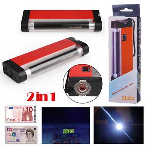 2in1 uv led counterfeit bill detector money currency stamps detection tester for sale