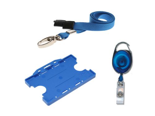 Id card holder double sided, id neck lanyard &amp; yoyo badge reel set for sale