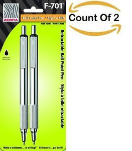 Zebra Pen Zebra F-701 Stainless Steel Ballpoint Retractable Pen, Black Ink, Fine