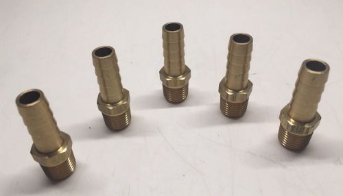 Brass fittings: brass male hose barb, male pipe size 3/8&#034;, hose id 1/4&#034; - qty. 5 for sale