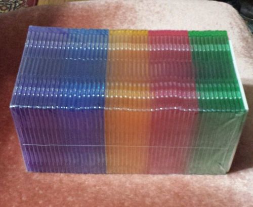 Lot of 50 Memorex Slim Multi-Color CD DVD jewel cases unopened sealed, no box