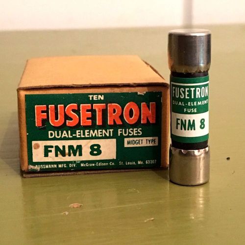 10 fusetron bussman fnm-8 fuse 8 a, 5ag 250v midget dual element slow burn fuses for sale