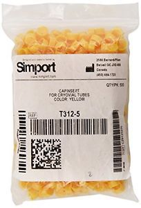Simport capinsert t312-5 polypropylene cap insert for cryovial tubes, yellow for sale