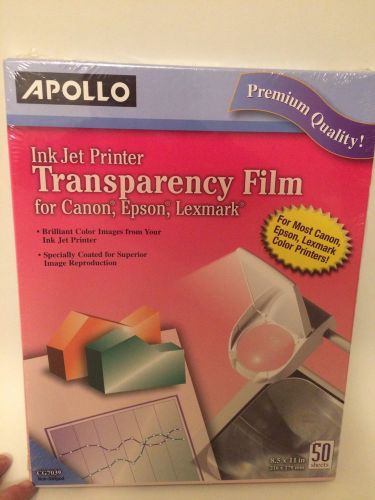 Apollo Ink Jet Printer Transparency Film New Sealed 50 Sheets 8.5x11