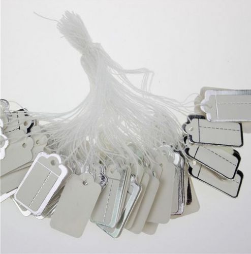 100 Pcs blank Silver edge Labels Jewelry Strung Pricing Price Tags