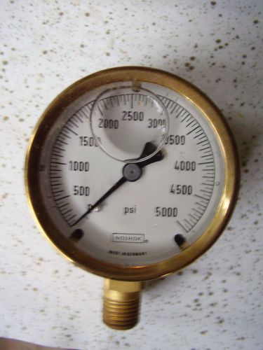 NOSHOK LIQUID FILLED 5000 PSI PRESSURE GAUGE MADE IN GERMANY IN BOX