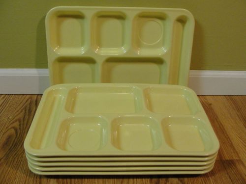 Lot Of 6 Dallas Ware 6 Compartment Cafeteria Lunch TV Food Tray YELLOW,  P-71