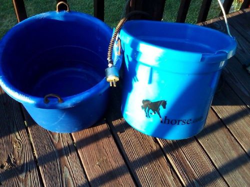 5-gal. sky blue flat back heated water bucket w/accessories for sale