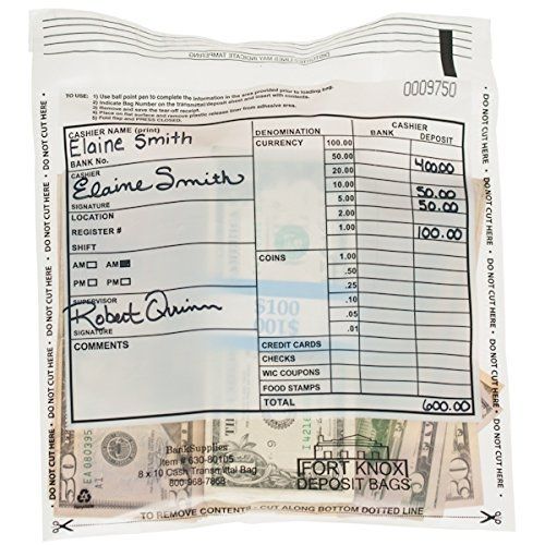 BankSupplies Cash Transmittal Bags - 8 x 10 - Case of 500 Bags