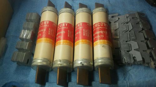 Lot 4 New Mercury Renewable Fuse, 200A, 600V with large quantity of fuse links