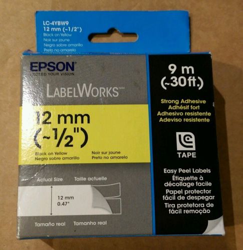 Genuine Epson LC-4YBW9 Labelworks Label Tape Cartridge Black on Yellow
