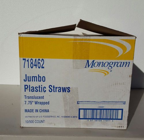 1 partial case of Jumbo Plastic Straws, 7.75&#034; wrapped #4500.