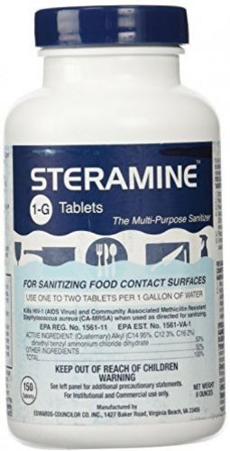Steramine Quaternary Sanitizing Tablets - 6 Bottles 150 Sanitizer Tablets Per