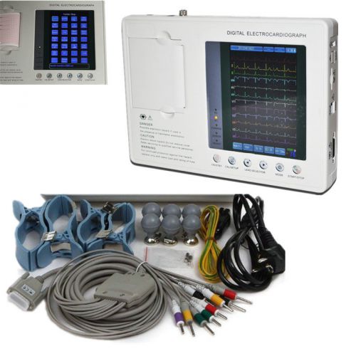 Digital12 lead 3-channel Electrocardiograph ECG/EKG system+7 inch large screen