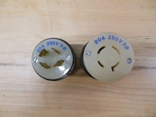 HUBBELL TWIST LOCK 20A 250 VOLT 3 PHASE MALE &amp; FEMALE PLUGS