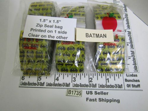 3 bags 100 2m 1 1/2&#034;x1 1/2&#034; plastic zip seal batman design black on yellow b1735 for sale