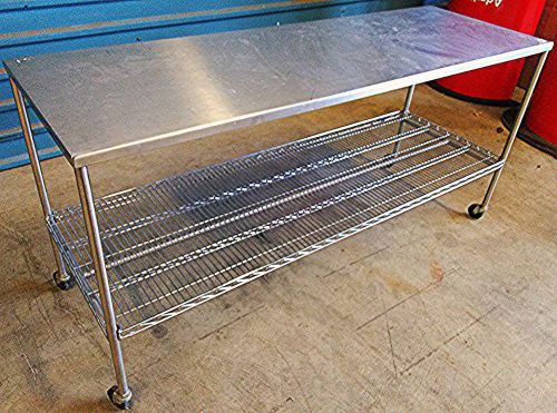 NEXEL STAINLESS STEEL PREP TABLE SHELF ON WHEELS 6ftw x 24&#034;d x 35h KITCHEN RESTA