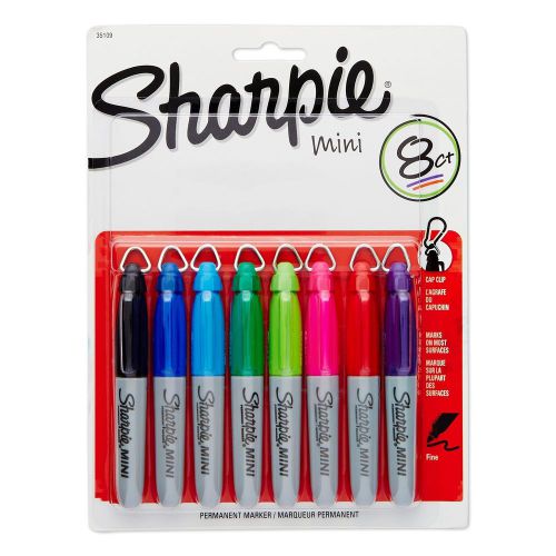 Sharpie Mini Permanent Markers Fine Point Assorted Colors 8-Count 8-Pack