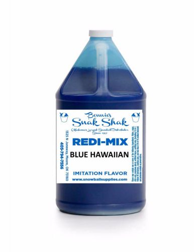Snow Cone Syrup BLUE HAWAIIAN Flavor. 1 GALLON JUG Buy Direct Licensed MFG