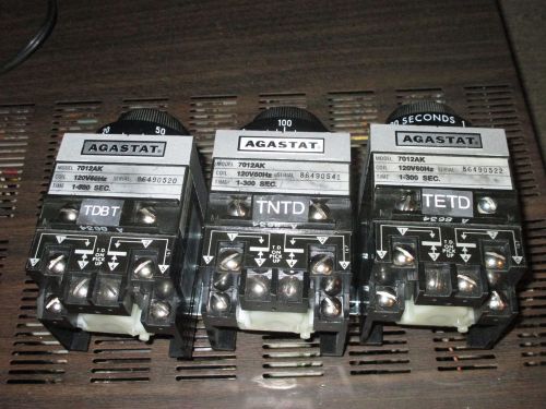 Agastat 7012ak relay timer controller 120v 60hz lot of 3 for sale