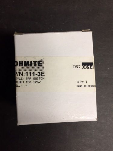OHMITE 111-3E Rotary Switch, 111 Series, Non Illuminated, 30 °, 15 A, 15 A, 125