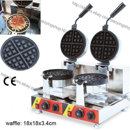 Commercial Nonstick Electric Dual Rotary Belgian Waffle Maker Baker Machine Iron