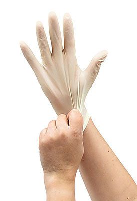 9-1/2&#034; Powdered Latex Industrial Gloves - Large (5 mil) (100 Gloves)