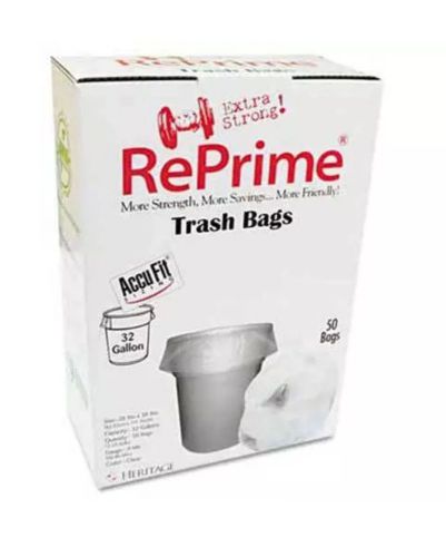 RePrime Can Liners, 32gal, .90mil, Clear, 33 inch x 44 inch, 50/Box