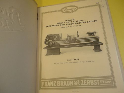 Antique 1920s CATALOG FRANZ BRAUN GERMANY Wood Working Machines Lathe &amp; Drilling